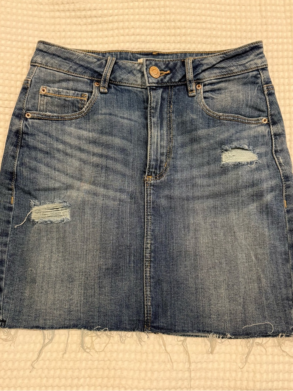 Garage Distressed Denim Mini Skirt - Blue